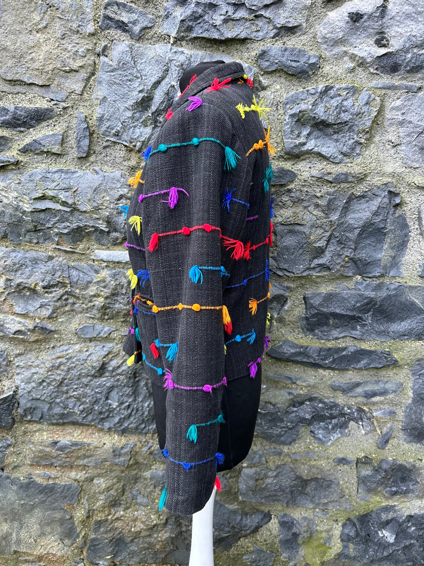 90s colourful grey jacket uk 6