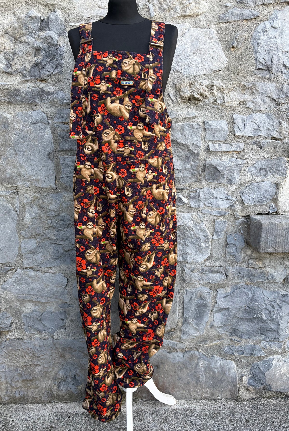 Sloths&flowers navy dungarees  uk 12-14