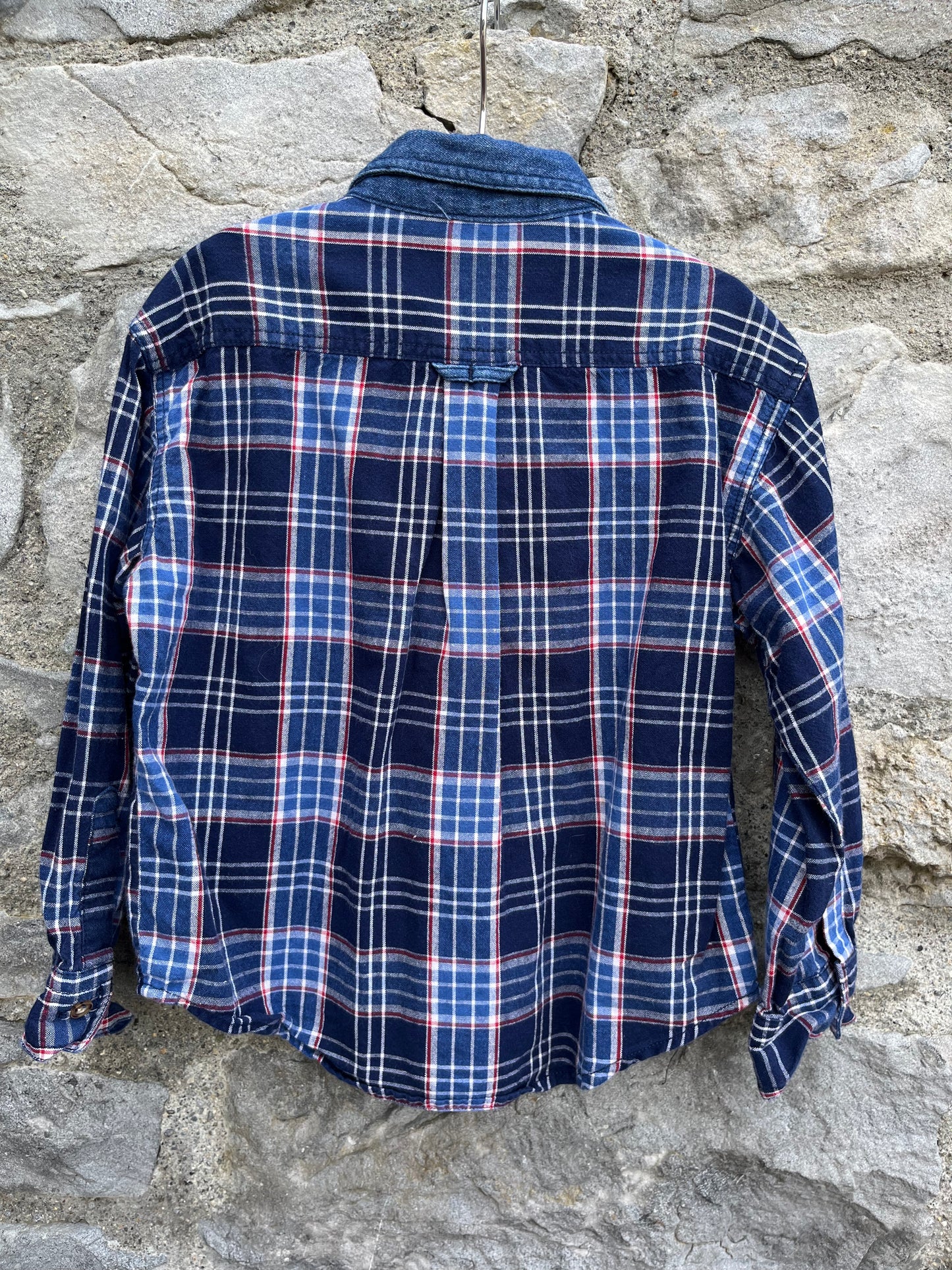 Y2K Navy&blue check shirt   2-3y (92-98cm)