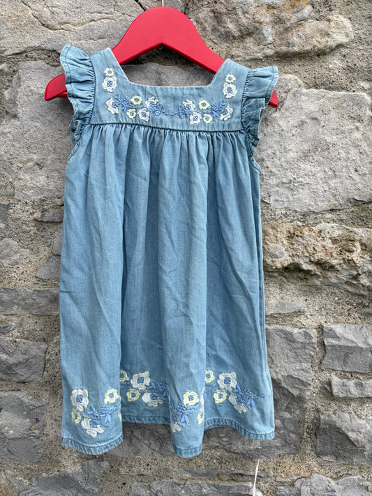 Embroidered denim pinafore  2-3y (92-98cm)
