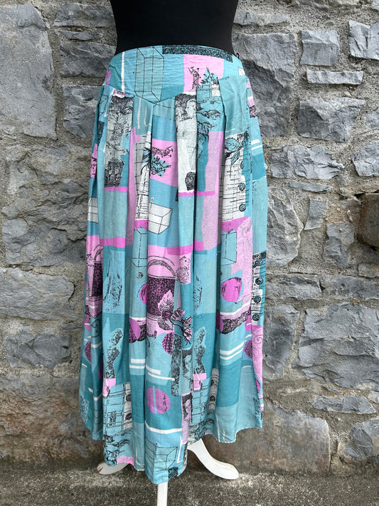 80s teal&pink patchwork skirt uk 12