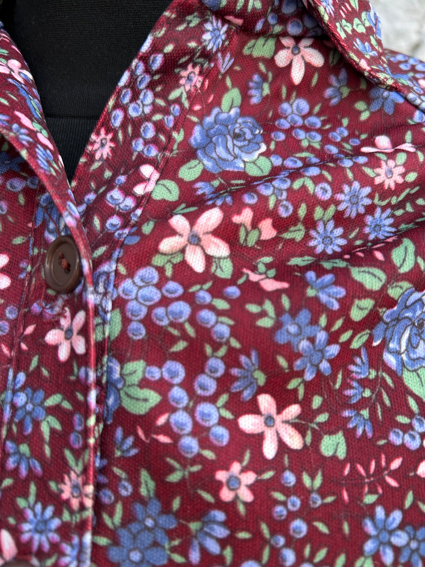 80s maroon floral dress uk 12