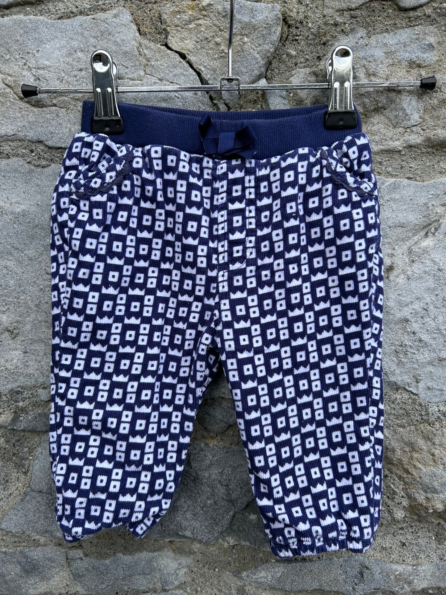 Crowns navy lined pants 3-6m (62-68cm)