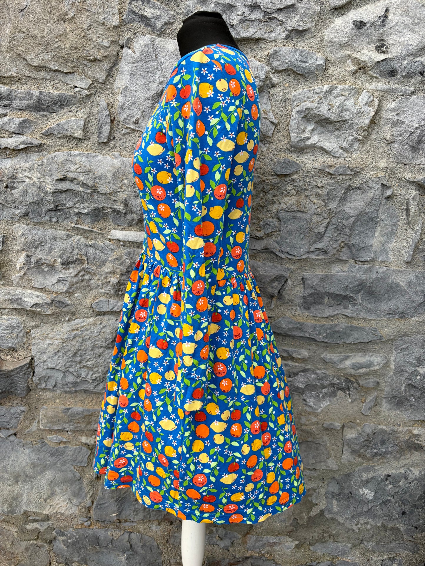 Citrus blue gathered dress uk 8-10