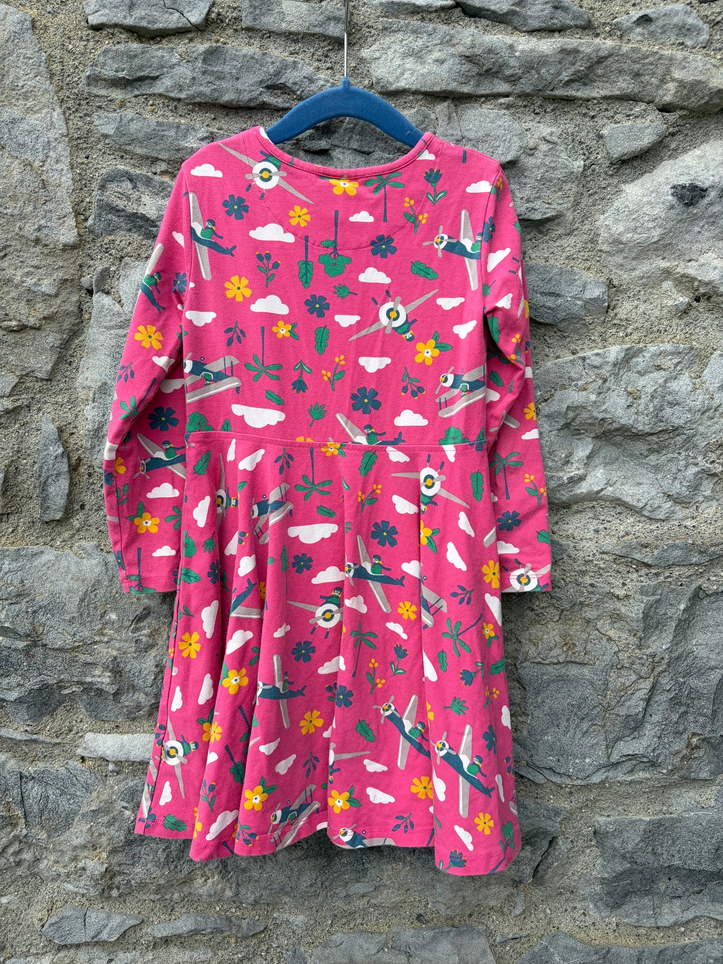 Playful airplane pink skater dress  5-6y (110-116cm)