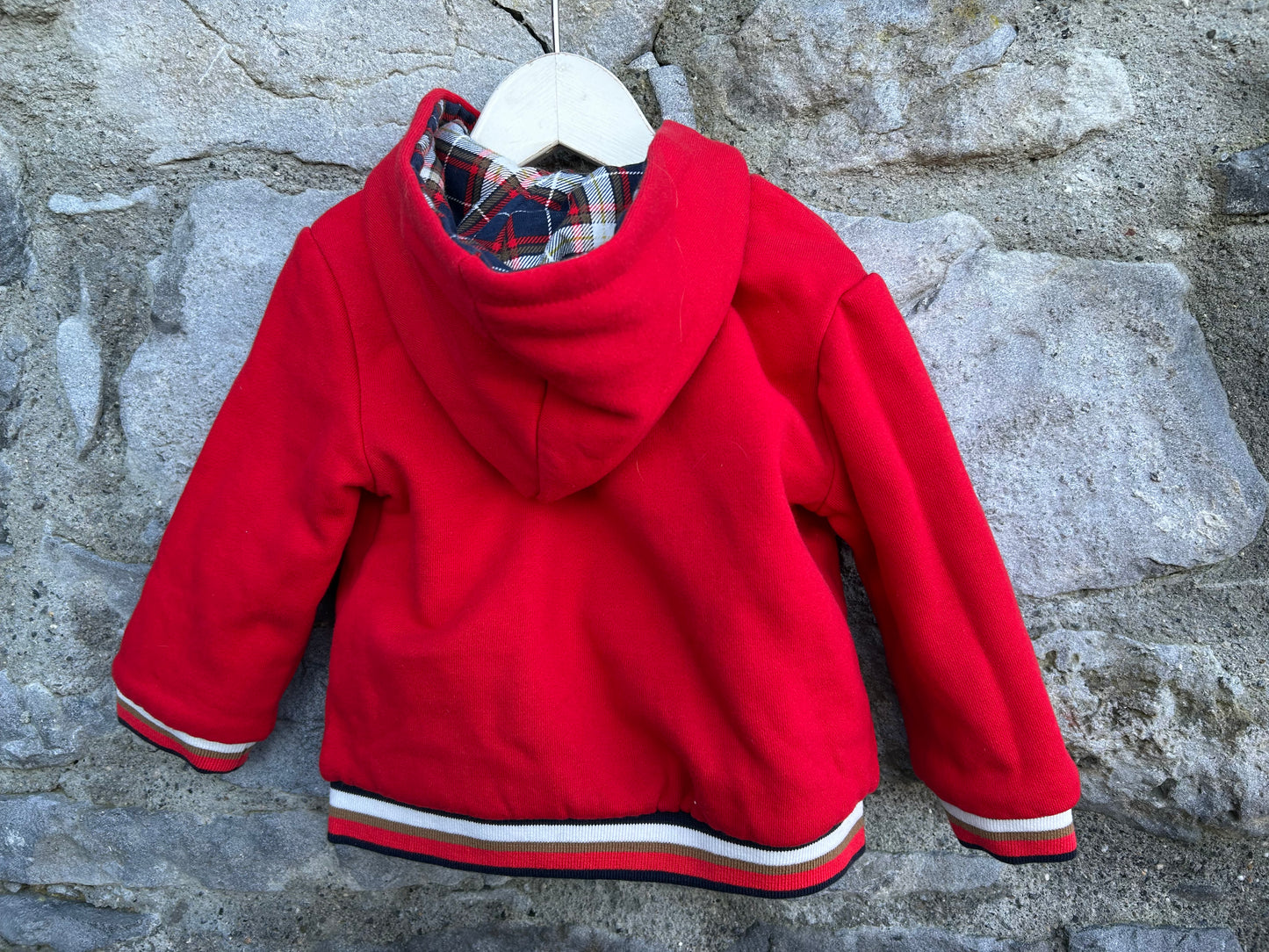 Reversible red&check hoodie  9-12m (74-80cm)