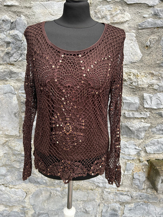 Y2K brown net top uk 10-12