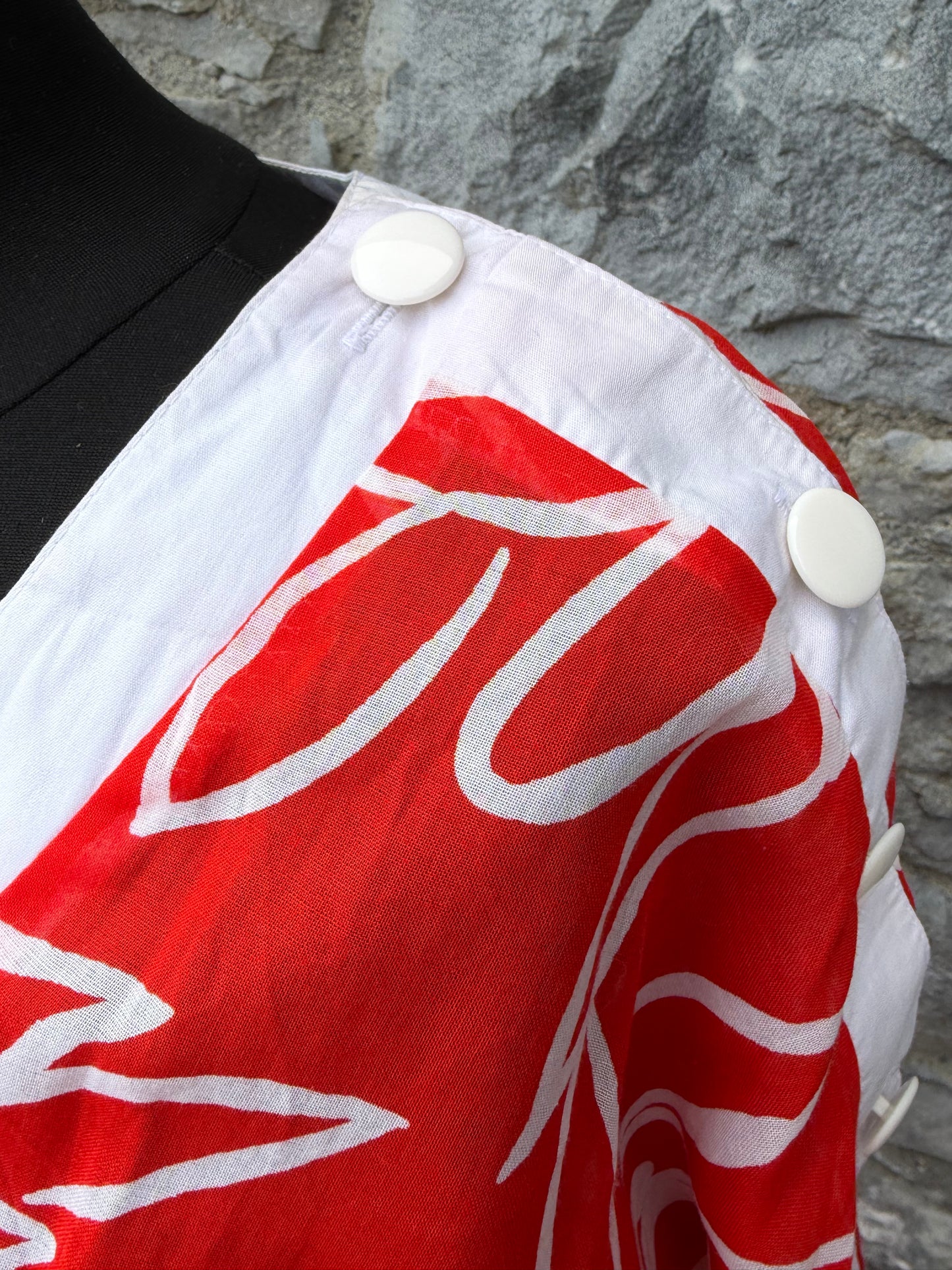 80s red abstract sheer dress uk 6