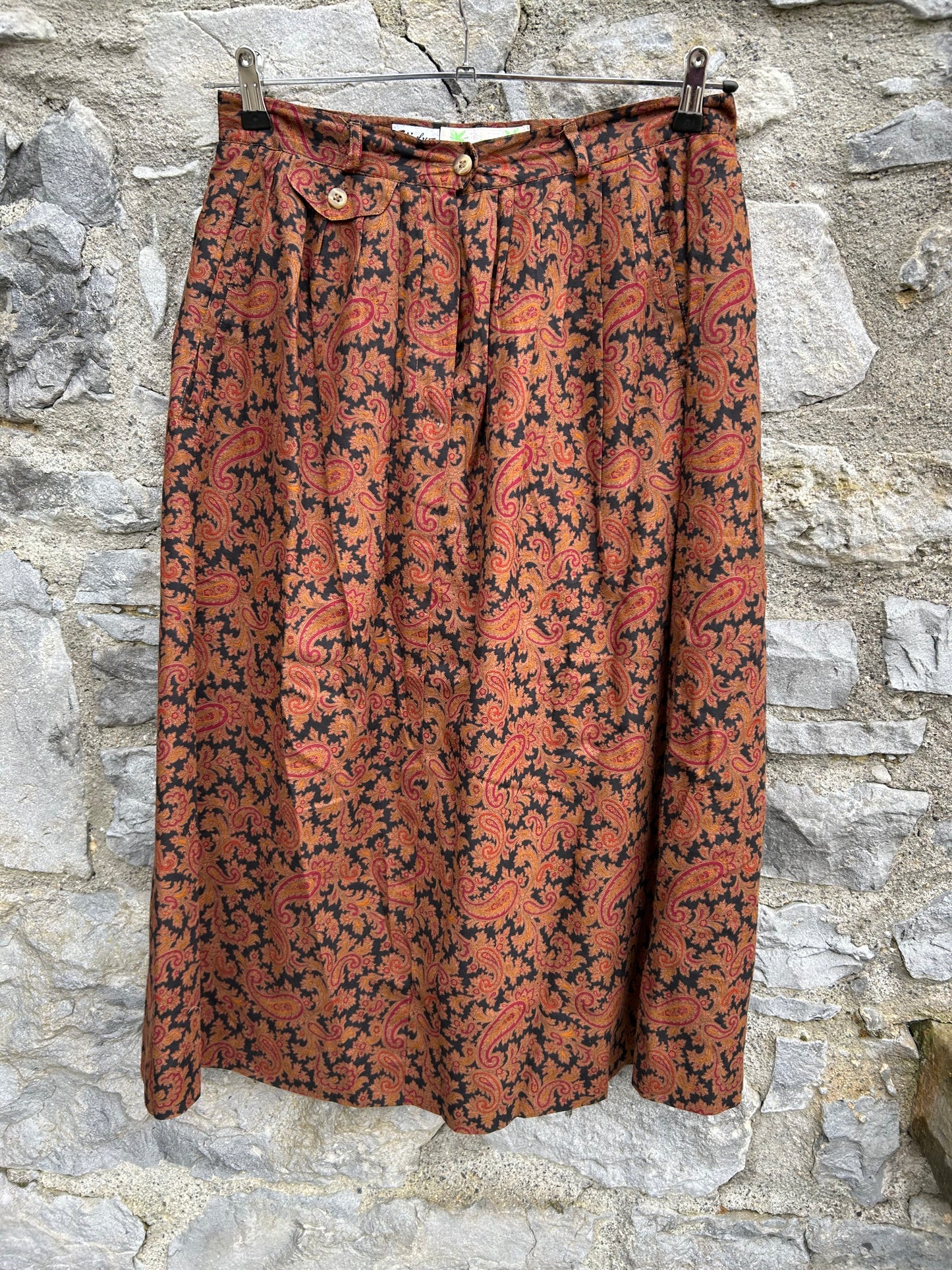 80s brown paisley skirt uk 14