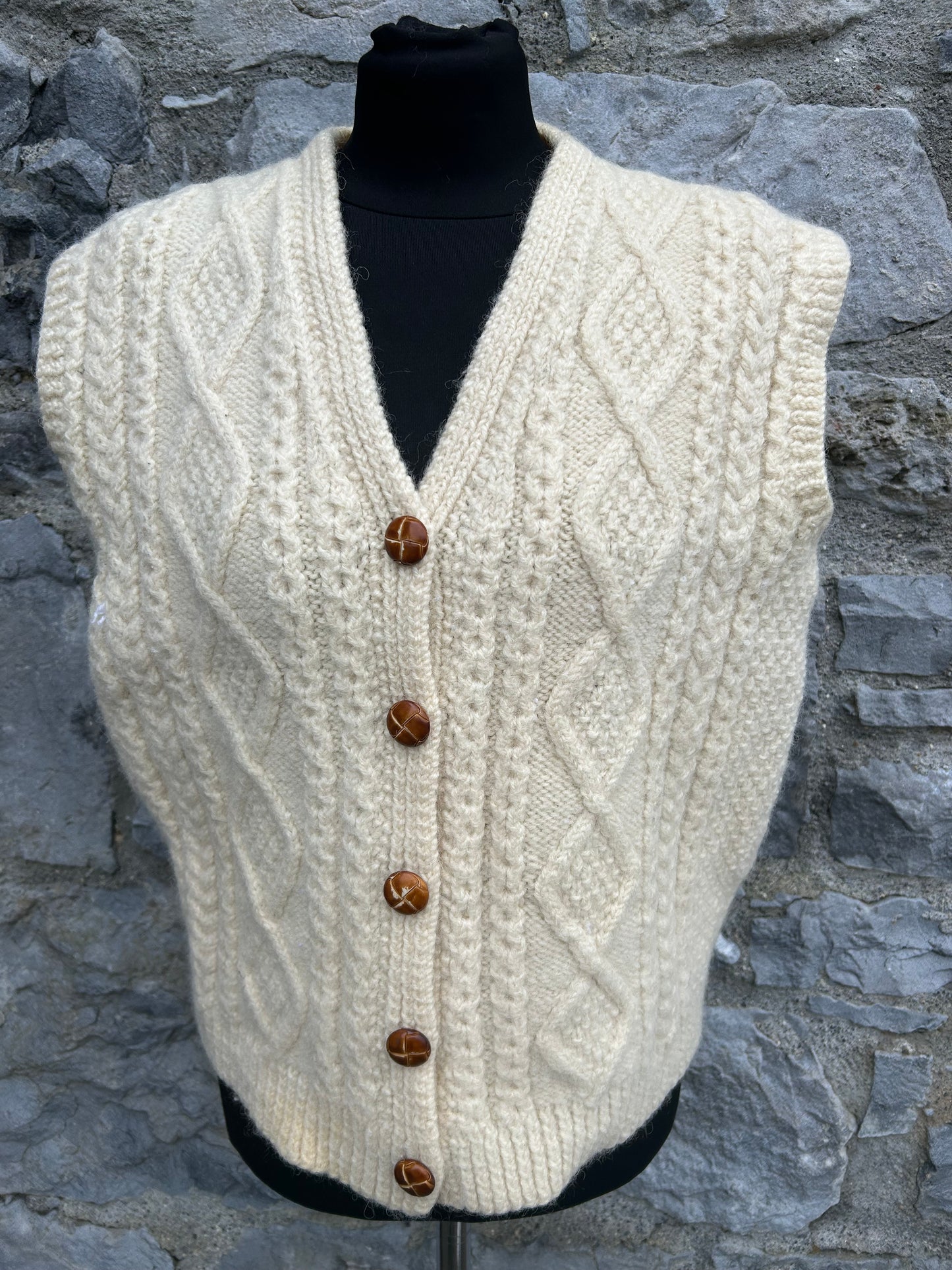 90s cream Aran style gilet uk 12