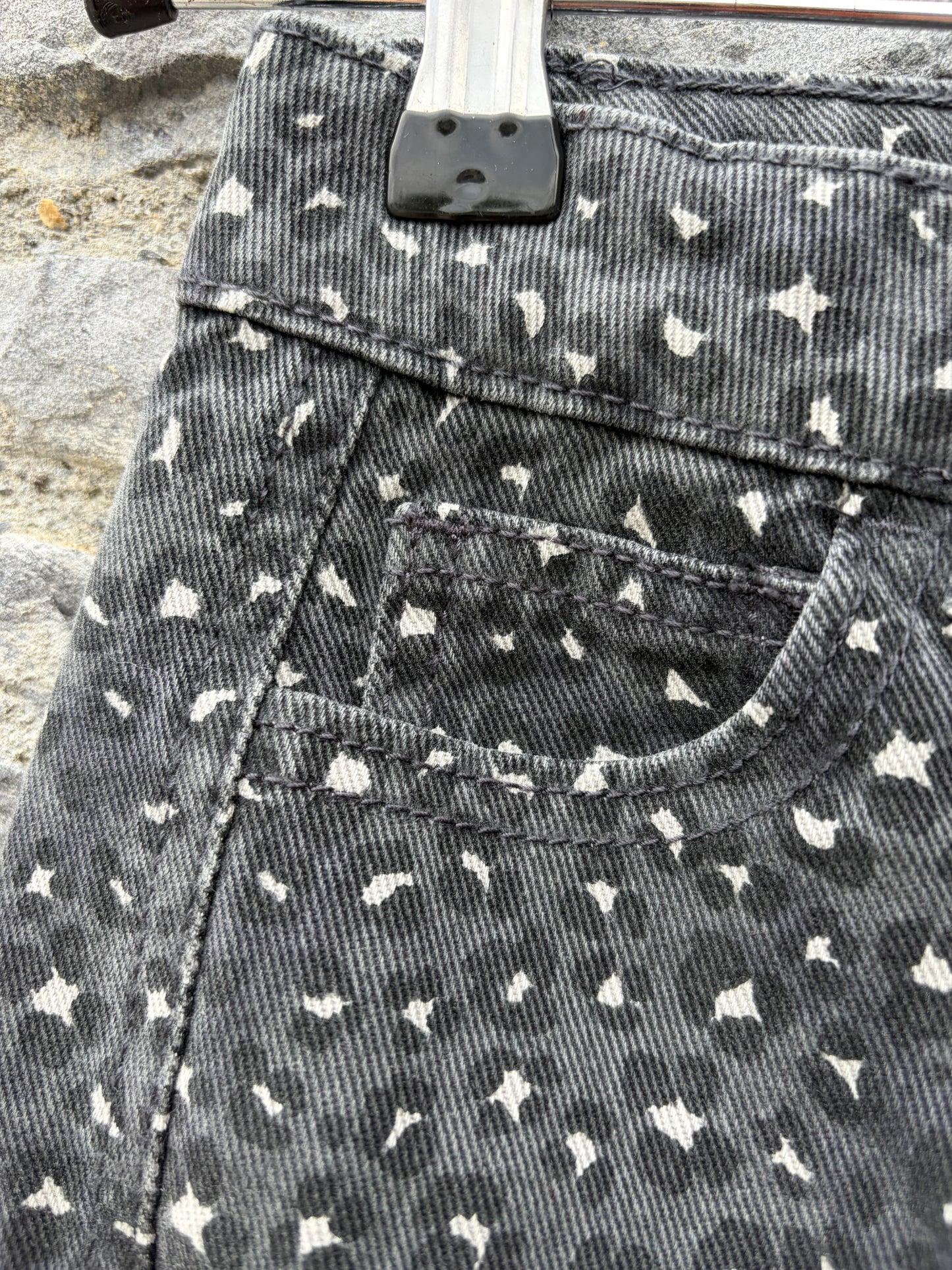 Leopard charcoal wide leg jeans  7-8y (122-128cm)