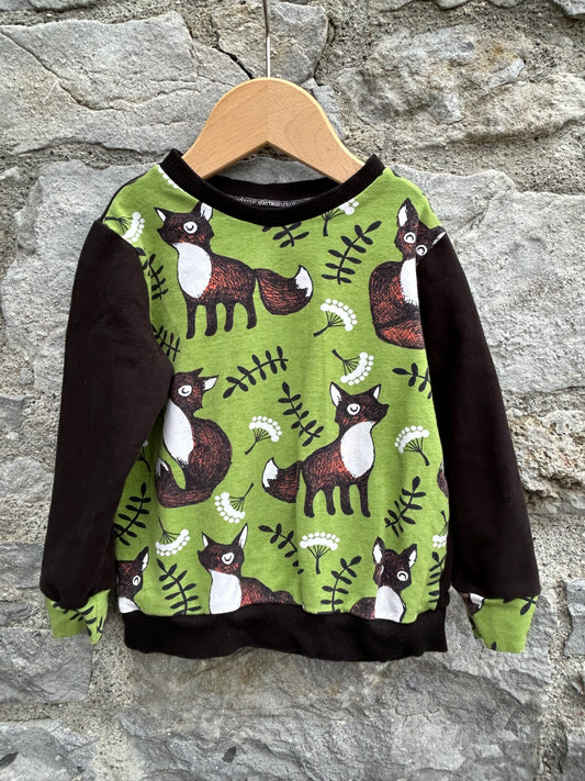 Foxes Green&black sweatshirt  2-3y (92-98cm)
