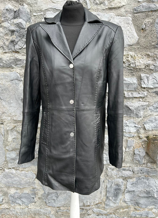 90s black leather coat uk 12