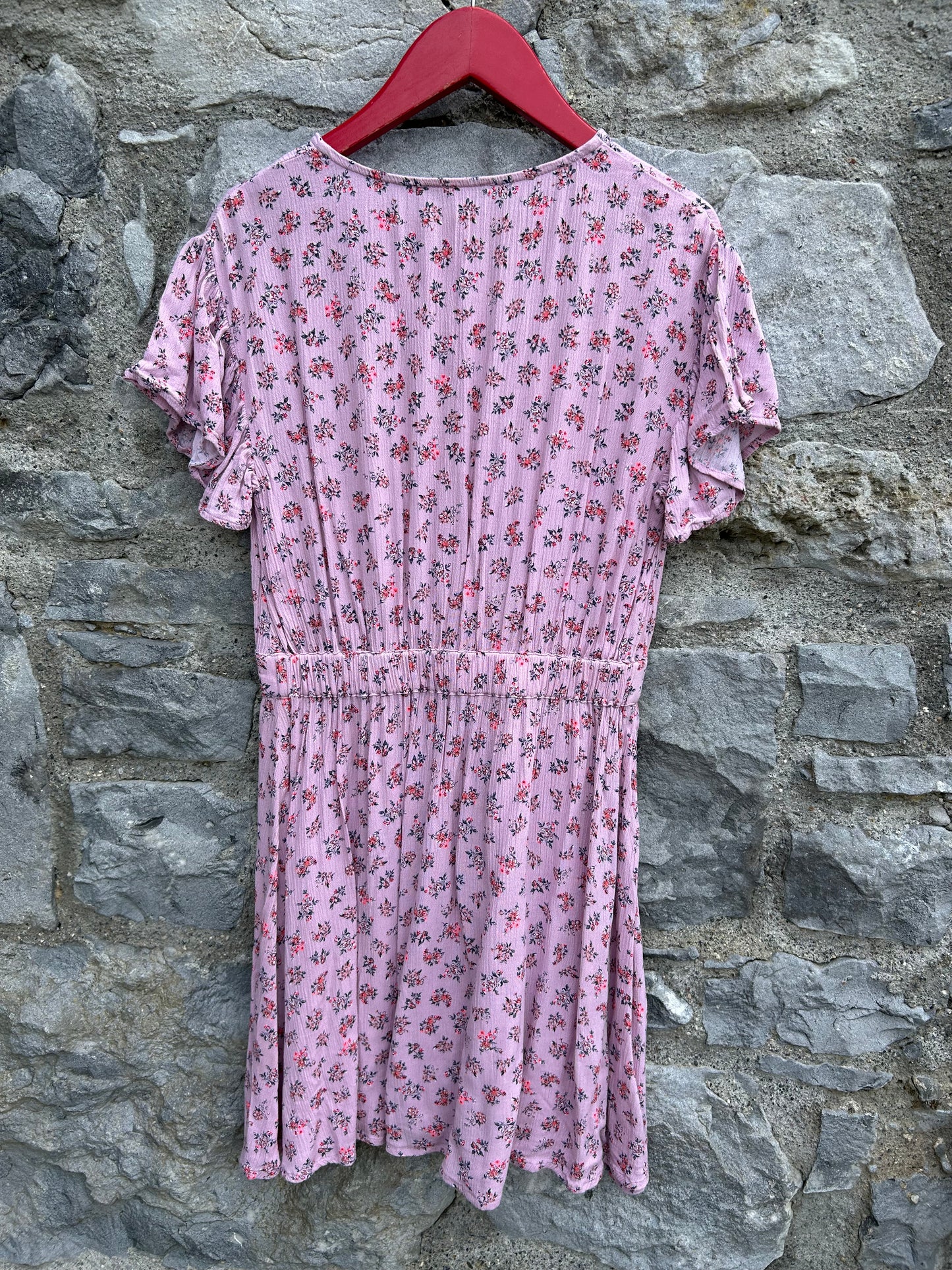 Pink flowers wrinkled dress  10-11y (140-146cm)