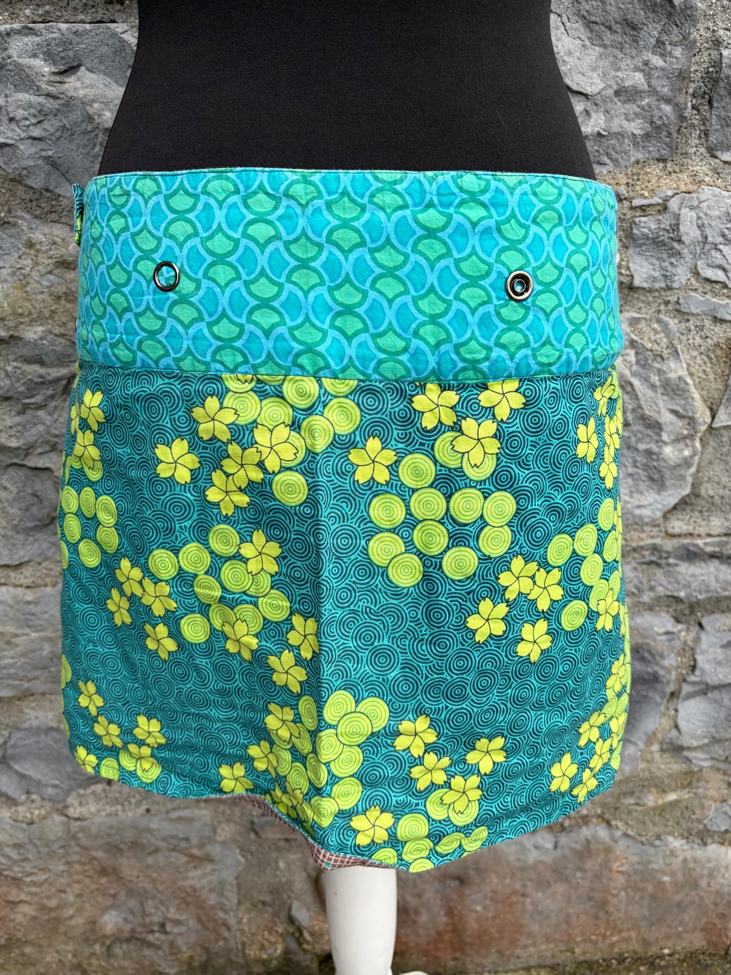 Teal&brown reversible skirt uk 10-12