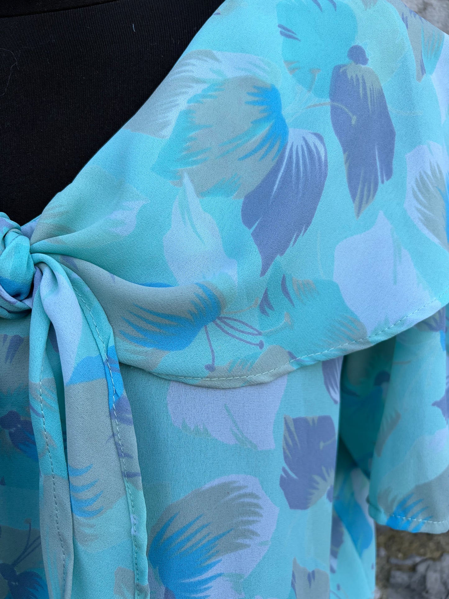 80s blue floral dress uk 10-12