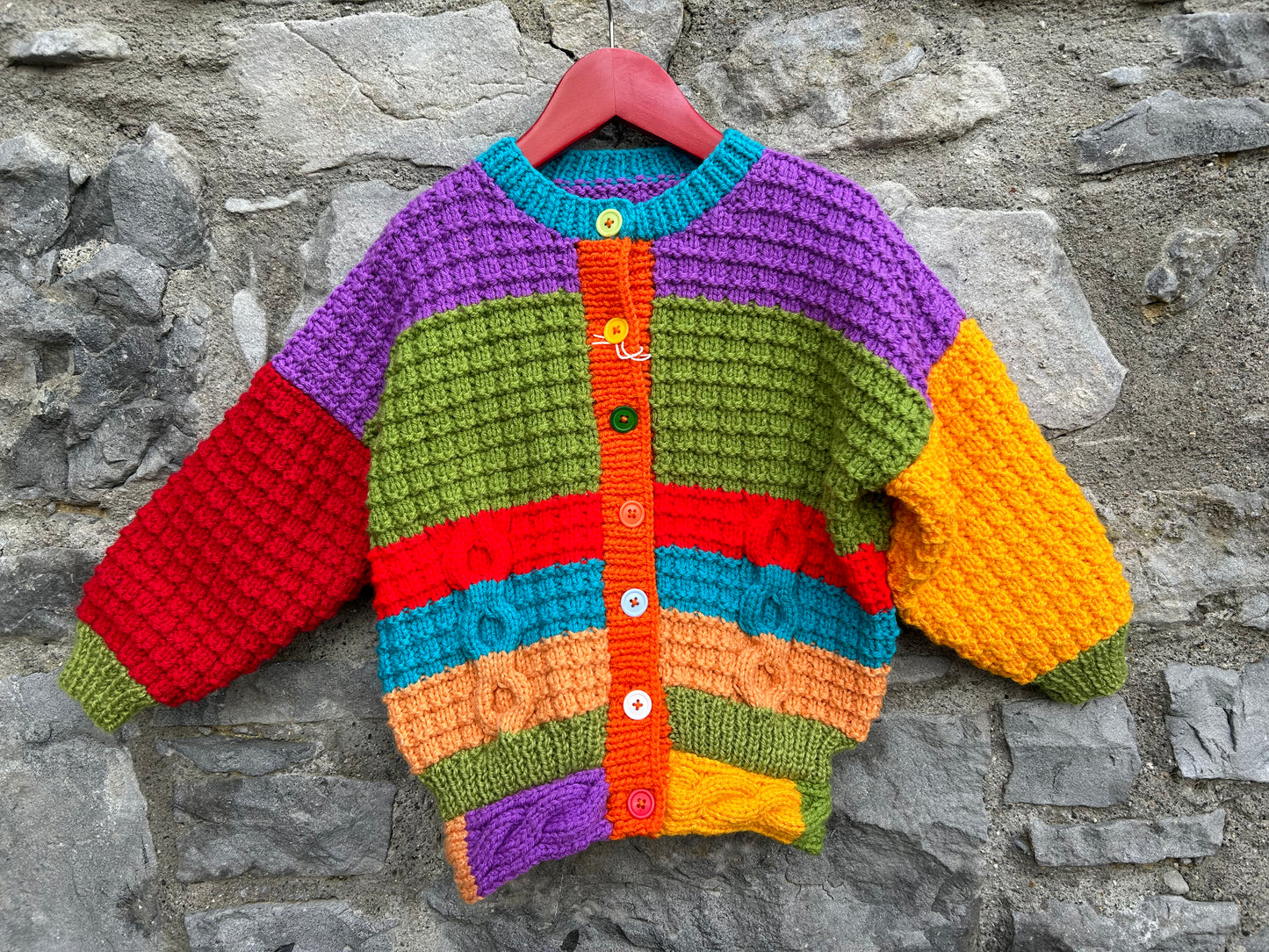 Colourful Aran style cardigan  4-5y (104-110cm)