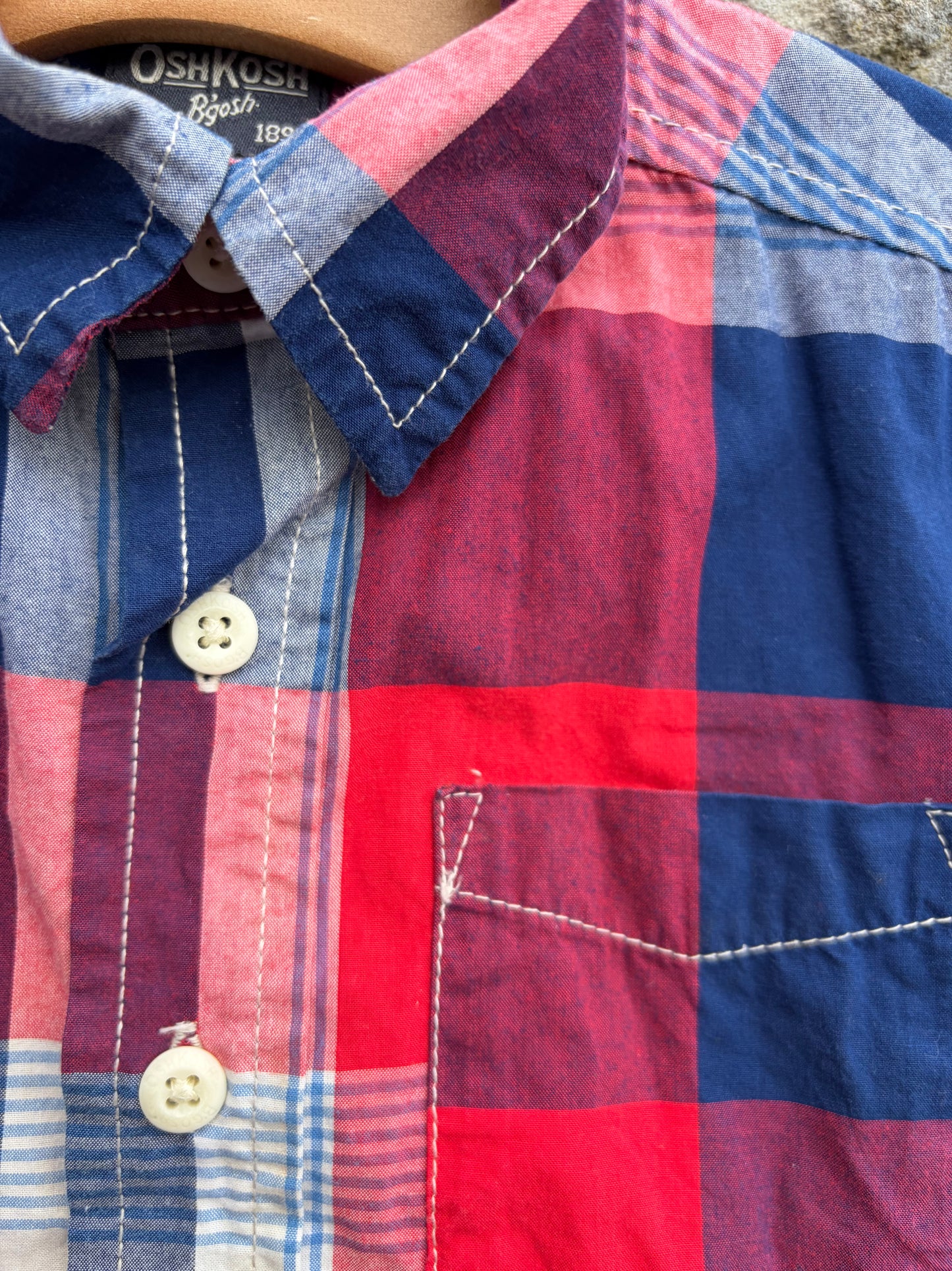 Red&navy check shirt  3y (98cm)