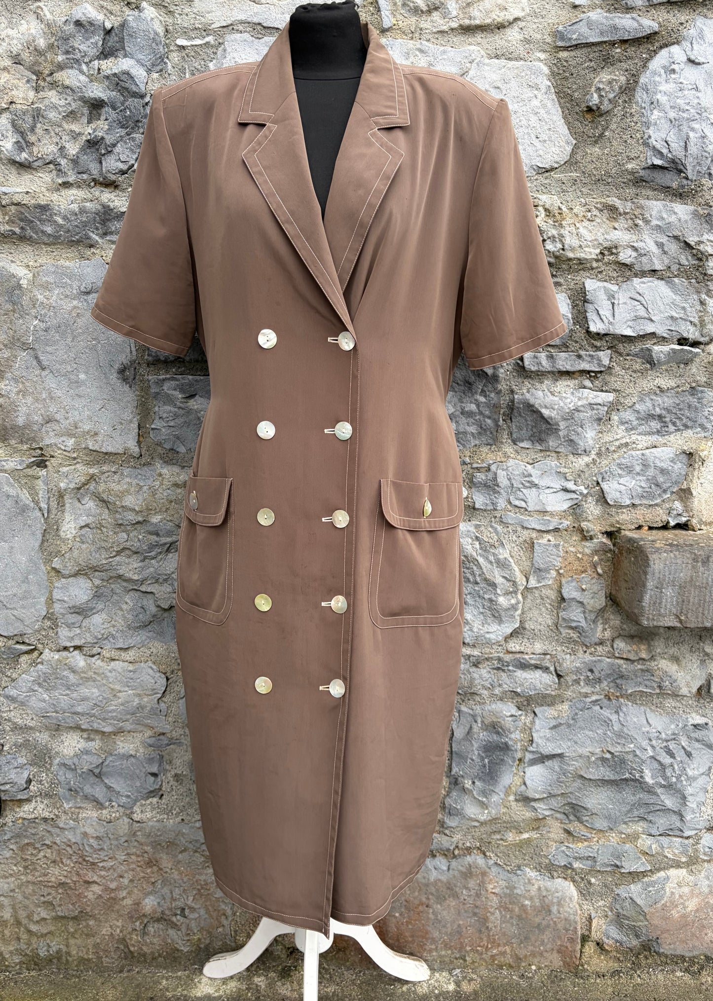 80s brown double-breasted dress uk 14-16