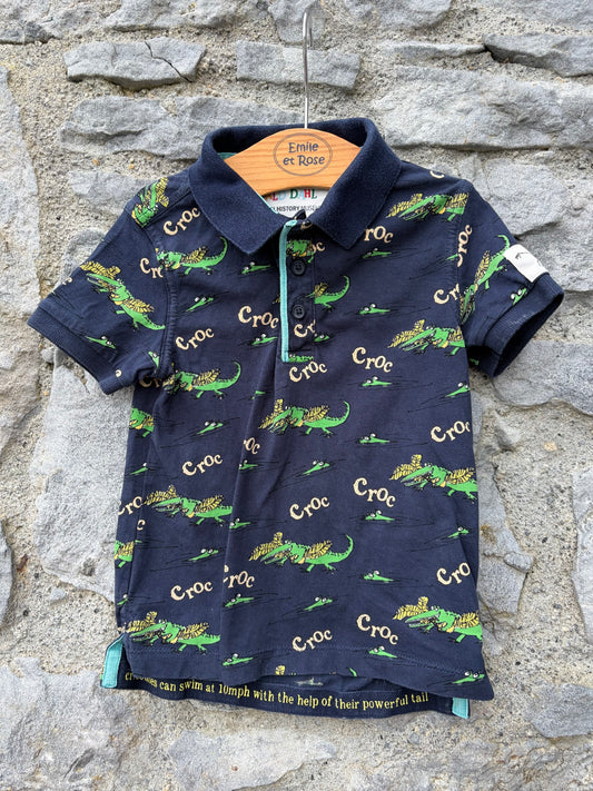 R.Dahl Crocs navy polo top 2-3y (92-98cm)