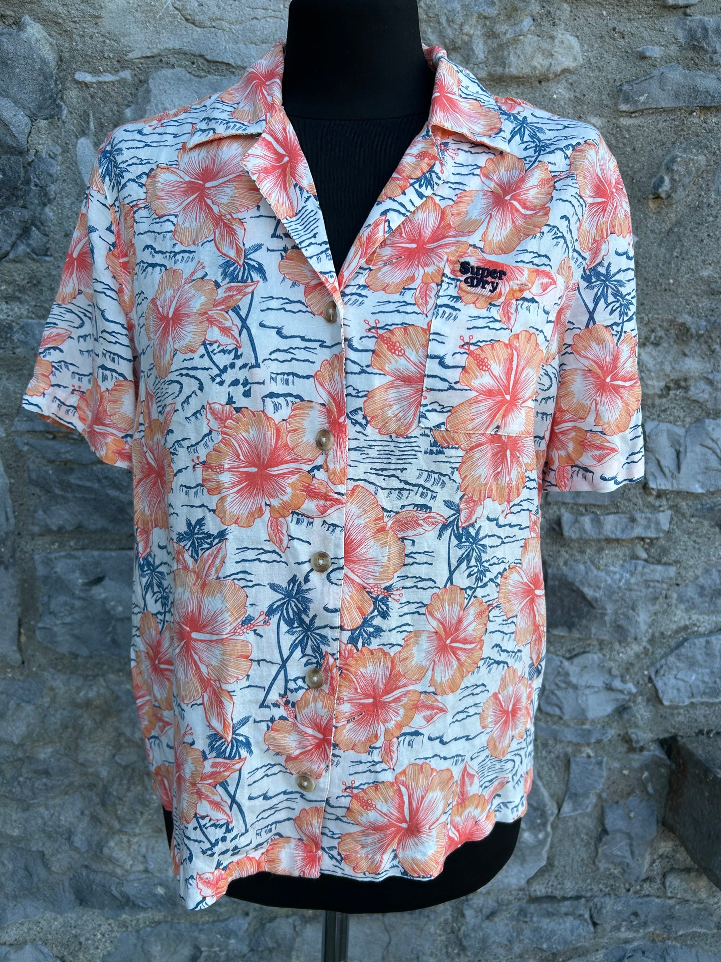 Hawaiian orange flowers shirt uk 10