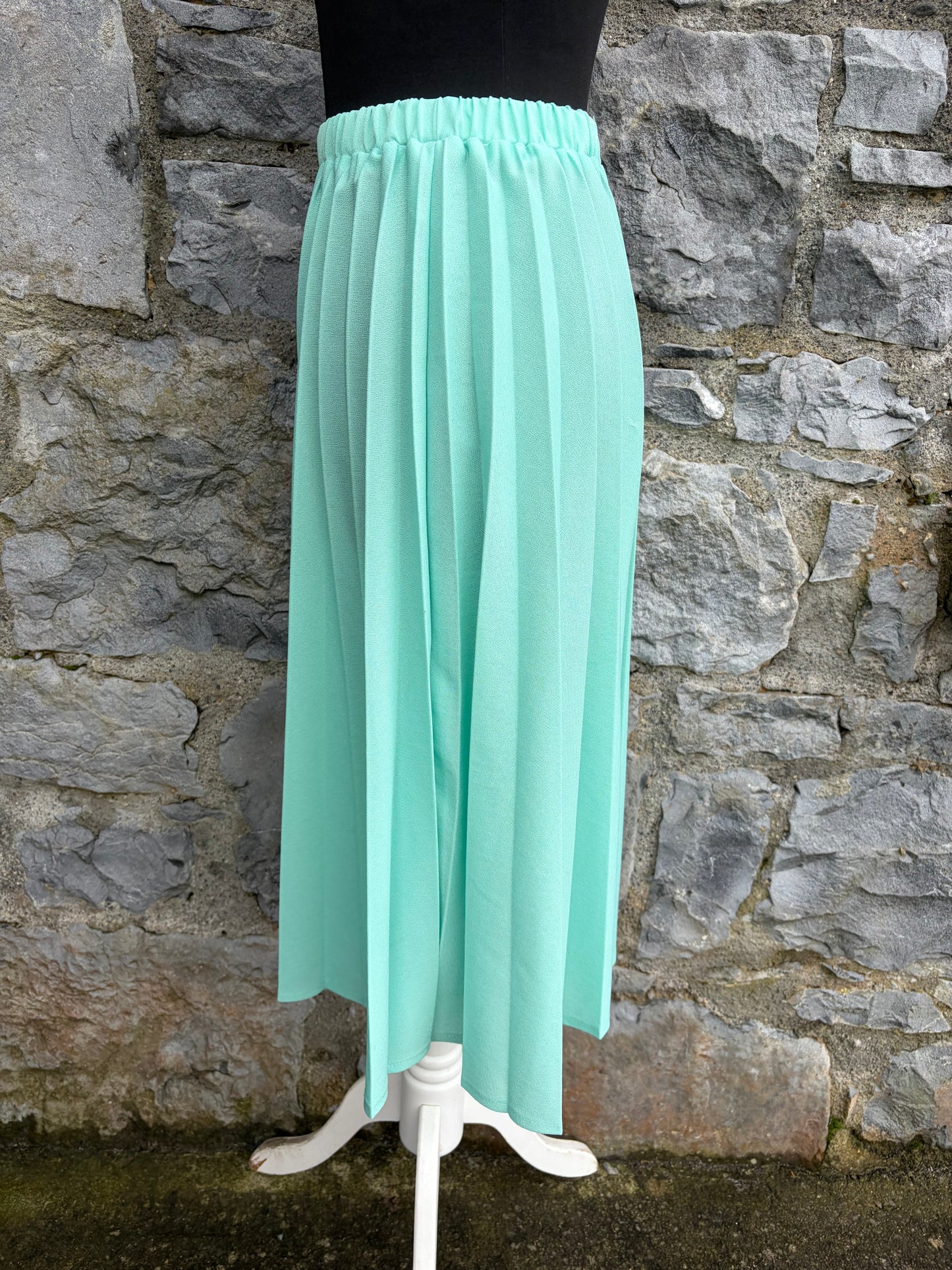 80s light green pleated skirt uk 6-8
