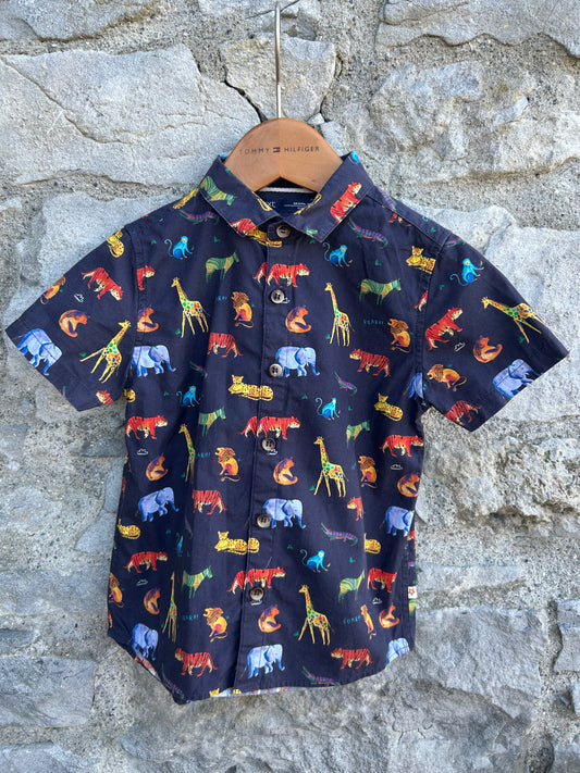 Wild animals navy shirt 2-3y (92-98cm)