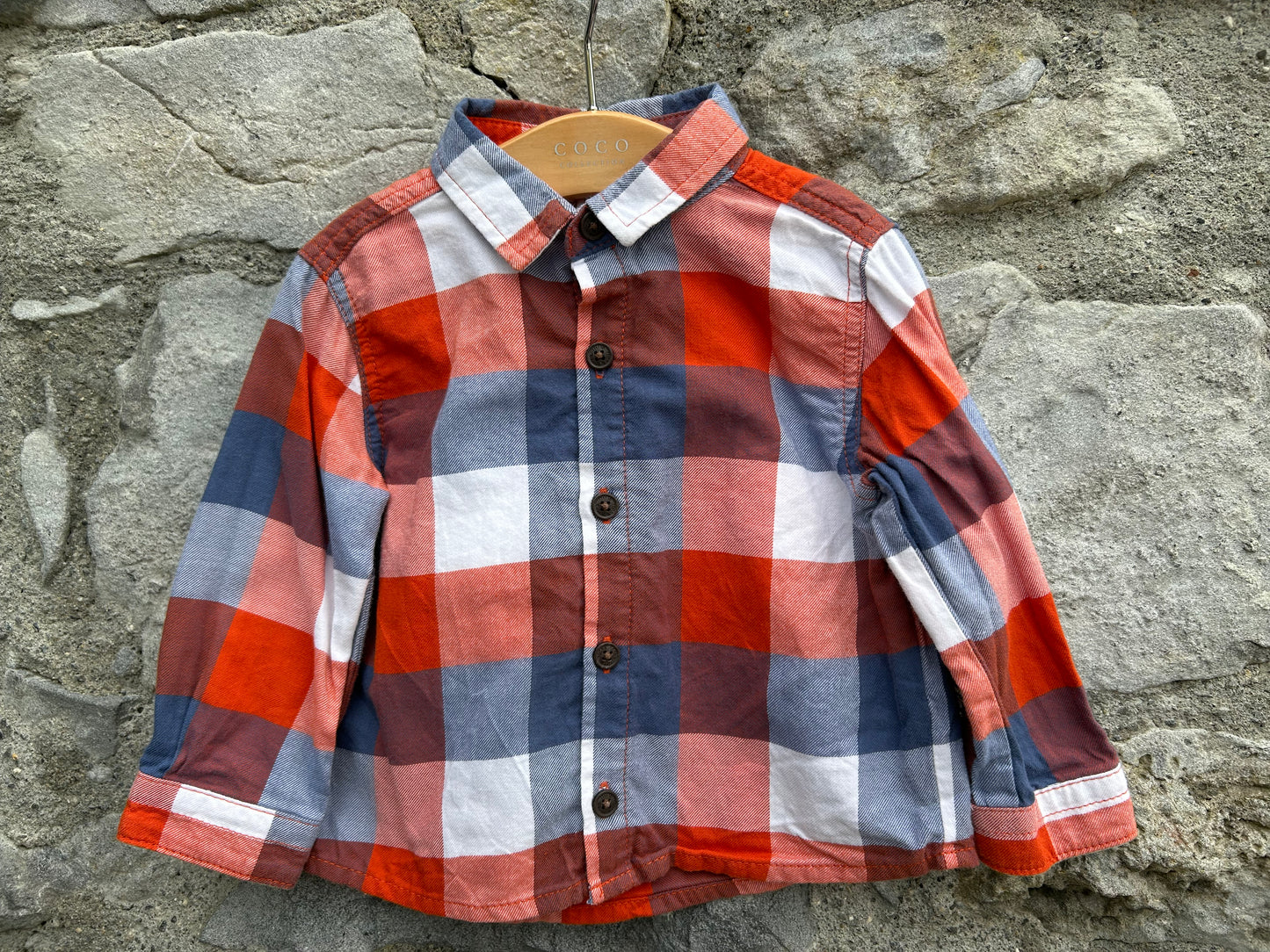 Red&navy check shirt  6-9m (68-74cm)