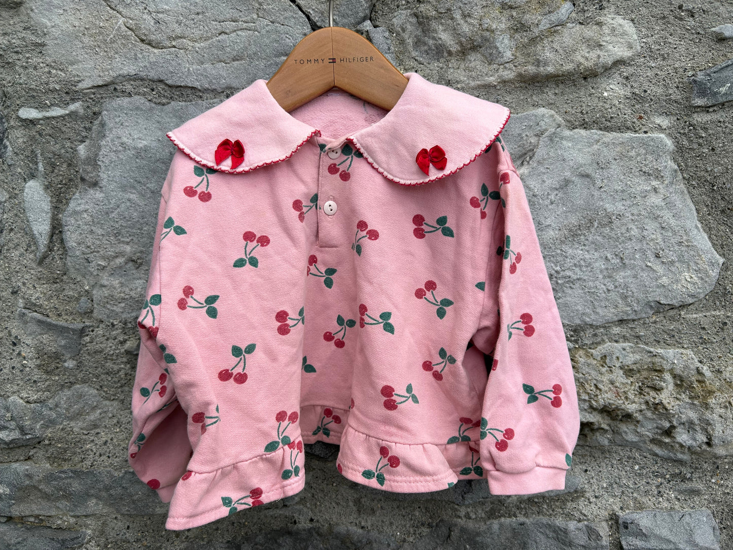 90s pink cherry top  12-18m (80-86cm)