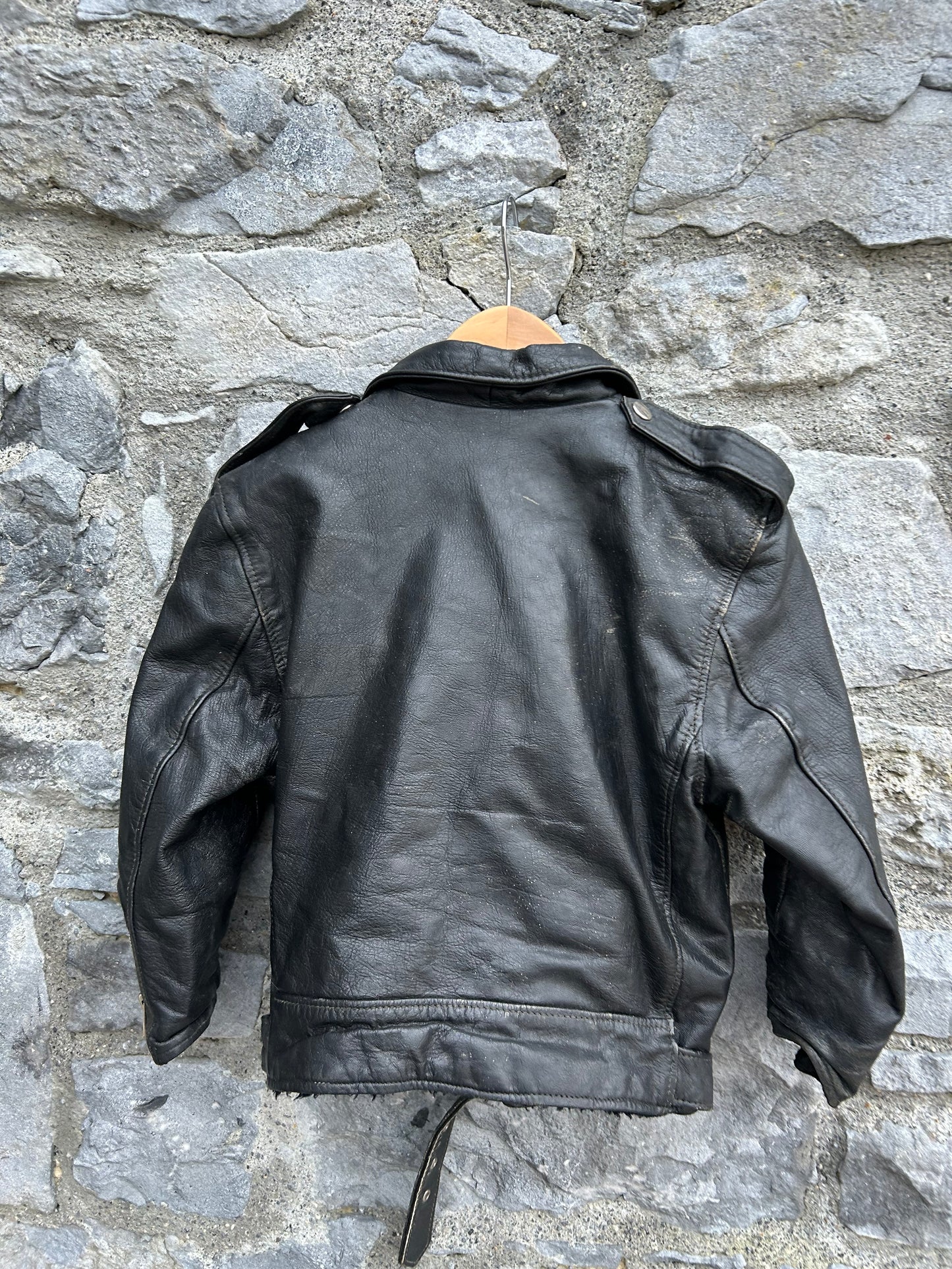 90s leather biker jacket   4-5y (104-110cm)