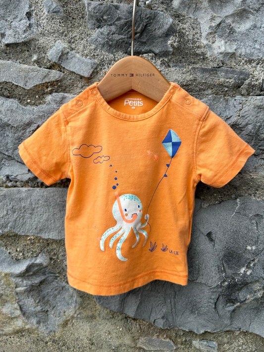 Orange octopus T-shirt   3-6m (62-68cm)