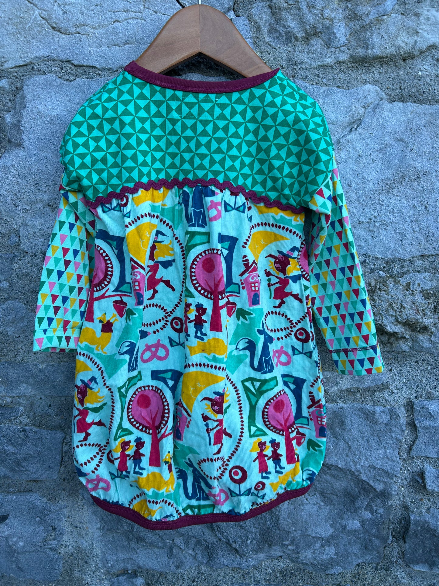 Green woodland&geometric dress   12-18m (80-86cm)