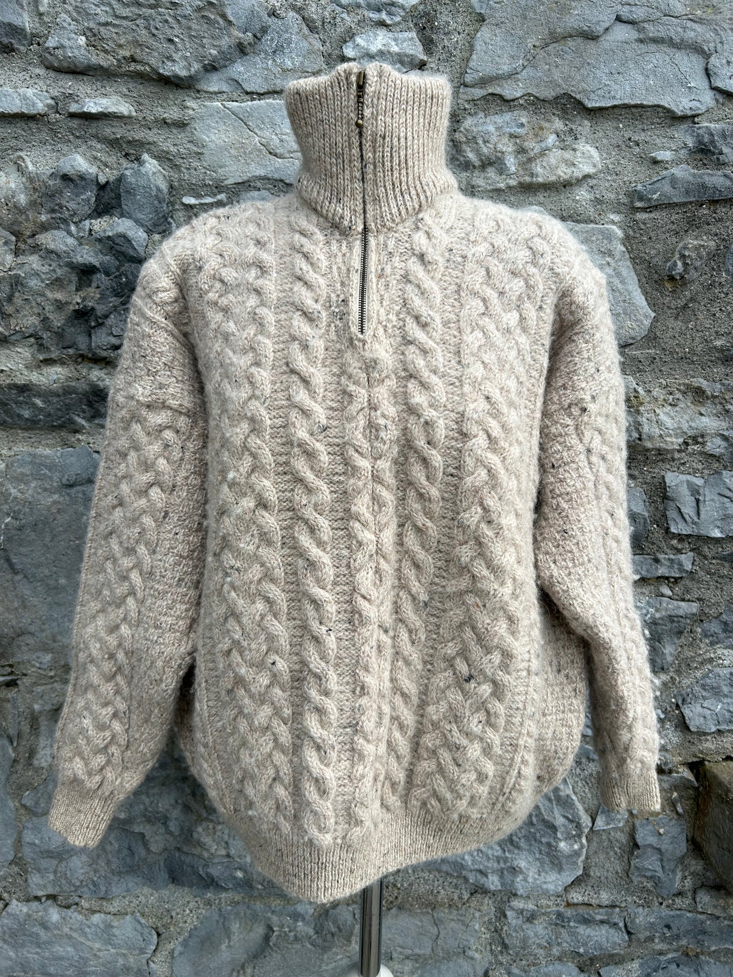 Beige Aran style jumper uk 14