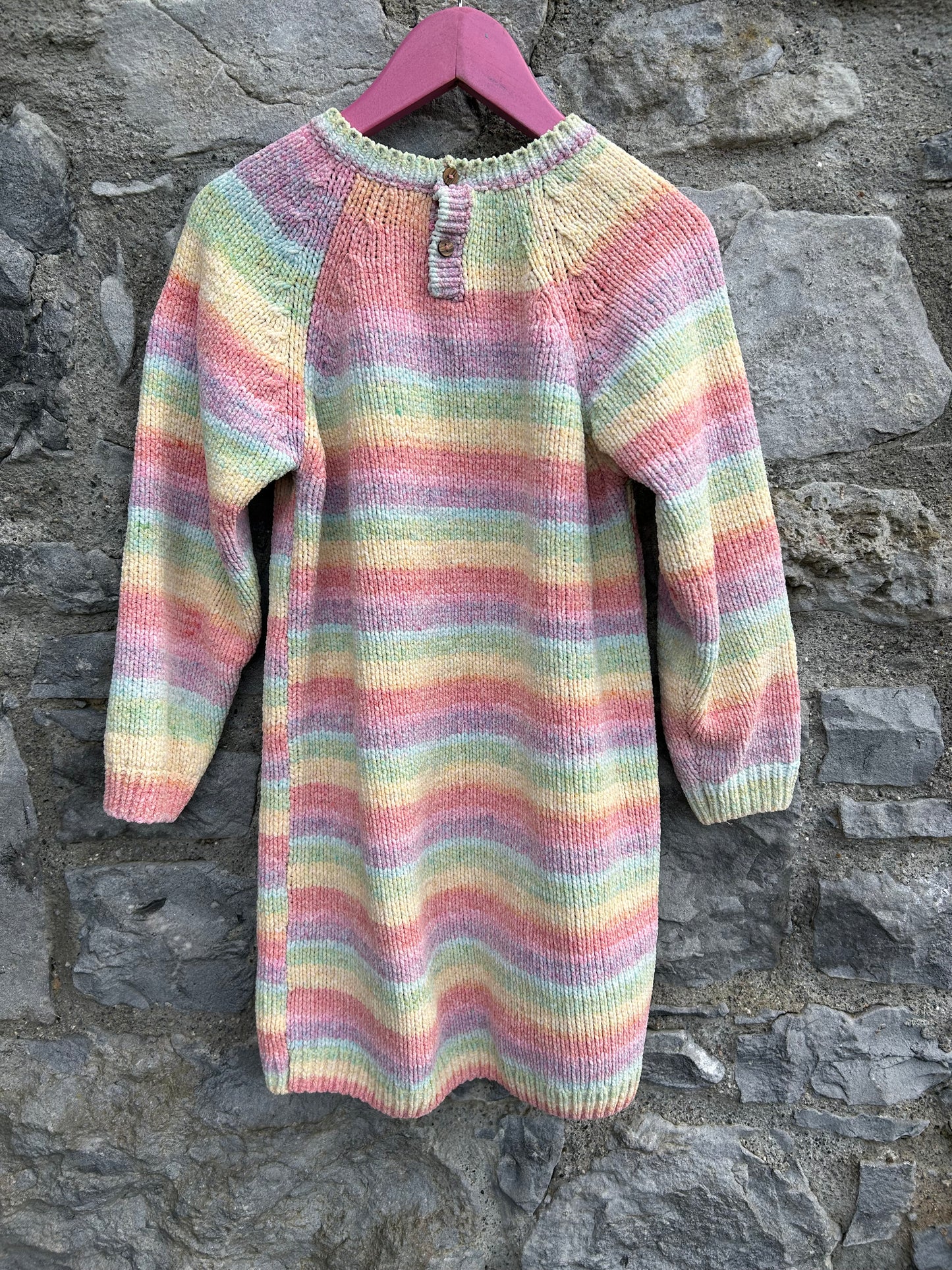 Rainbow stripes knitted dress  6-7y (116-122cm)