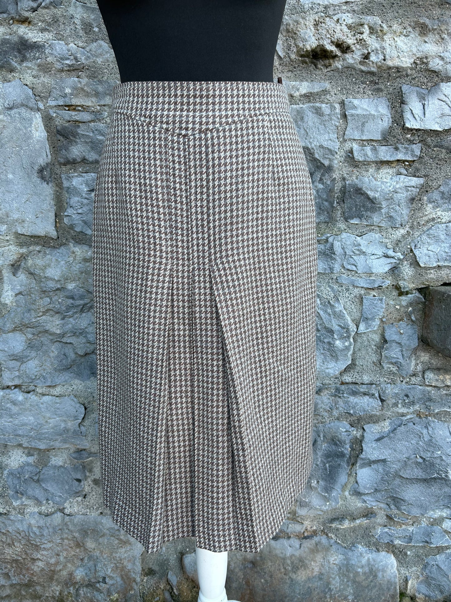 80s brown houndstooth skirt uk 8-10