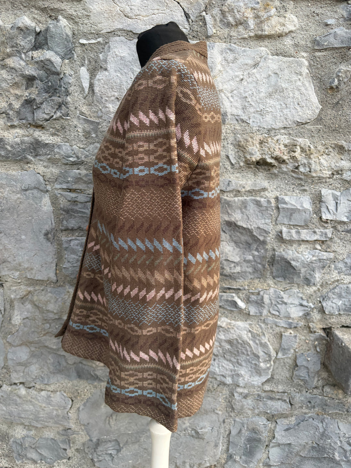 80s brown geometric cardigan uk 10-12
