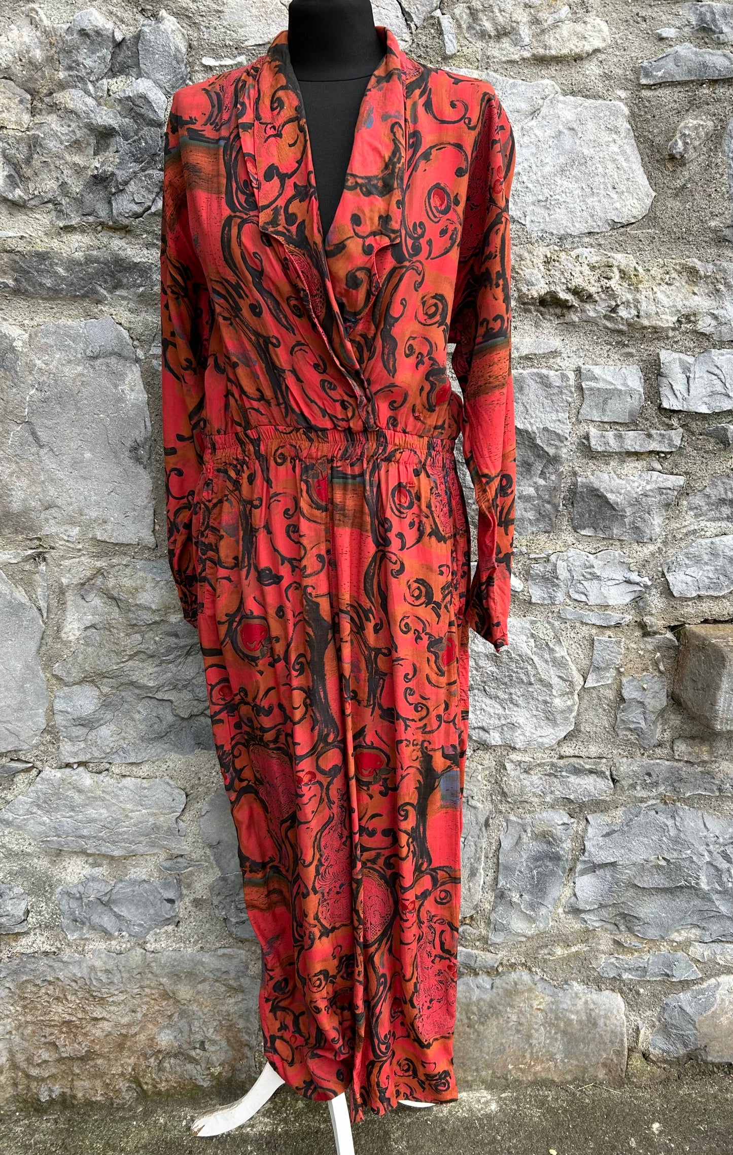 80s rusty abstract jumpsuit uk 12-14