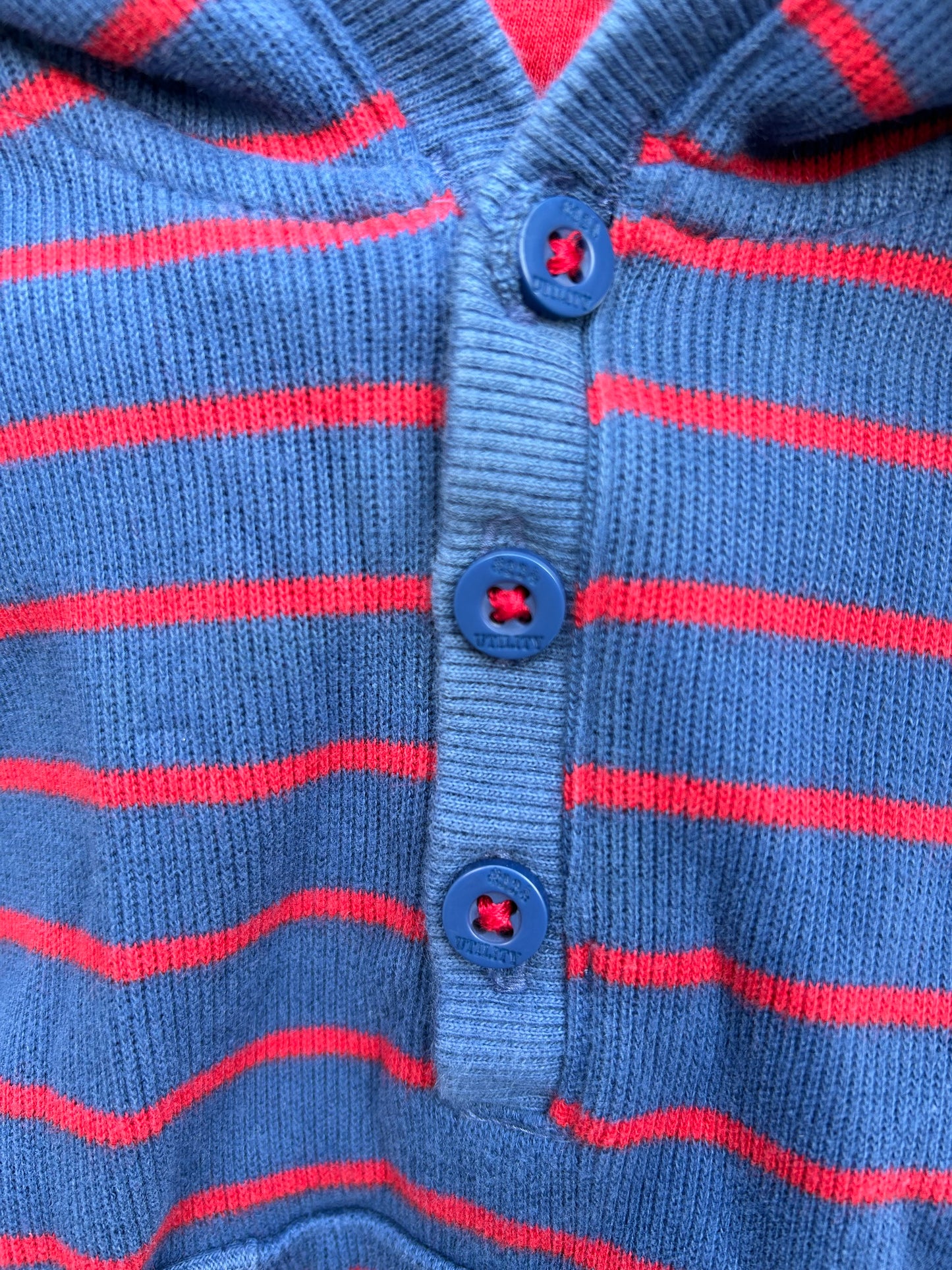 Blue&red stripy hoodie  0-3m (56-62cm)