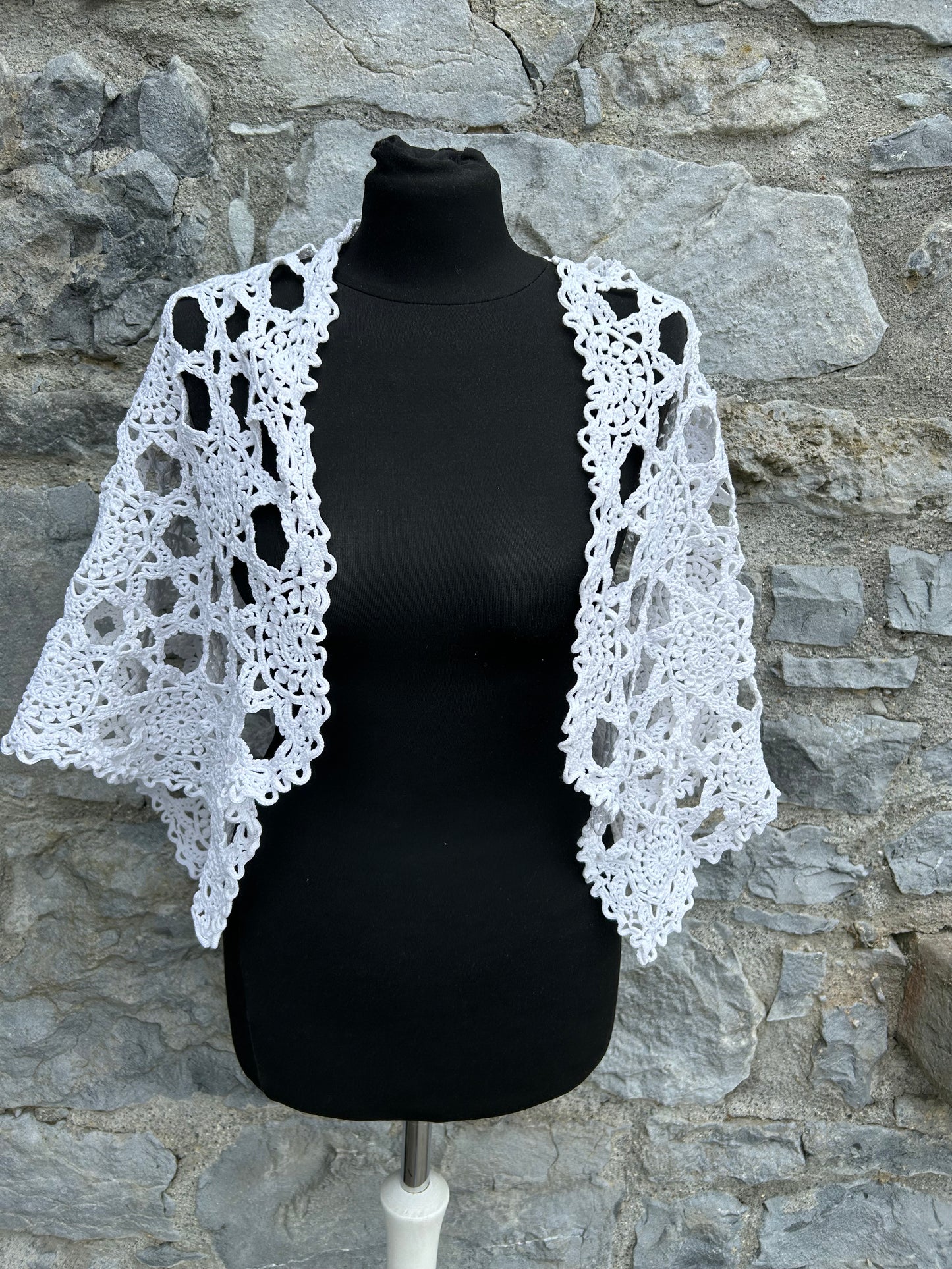 White crochet shawl