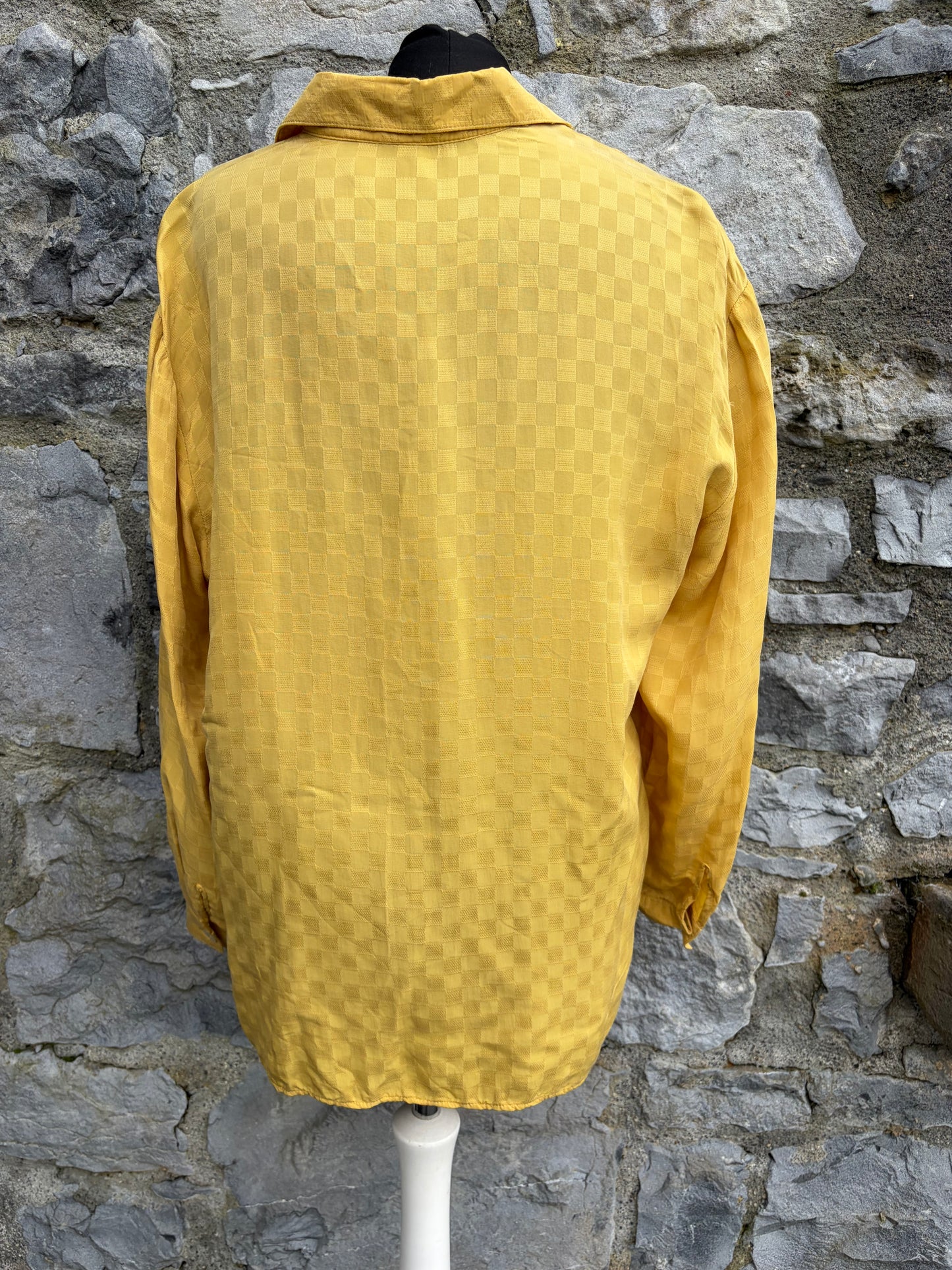 80s yellow squares blouse uk 14