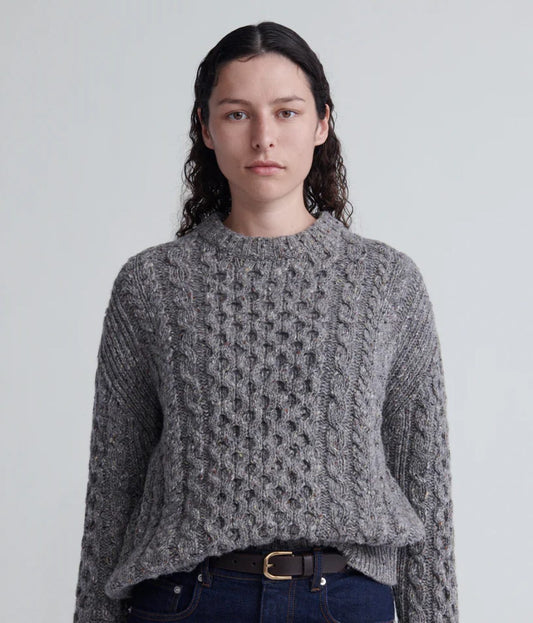 Grey Aran style jumper uk 14-16