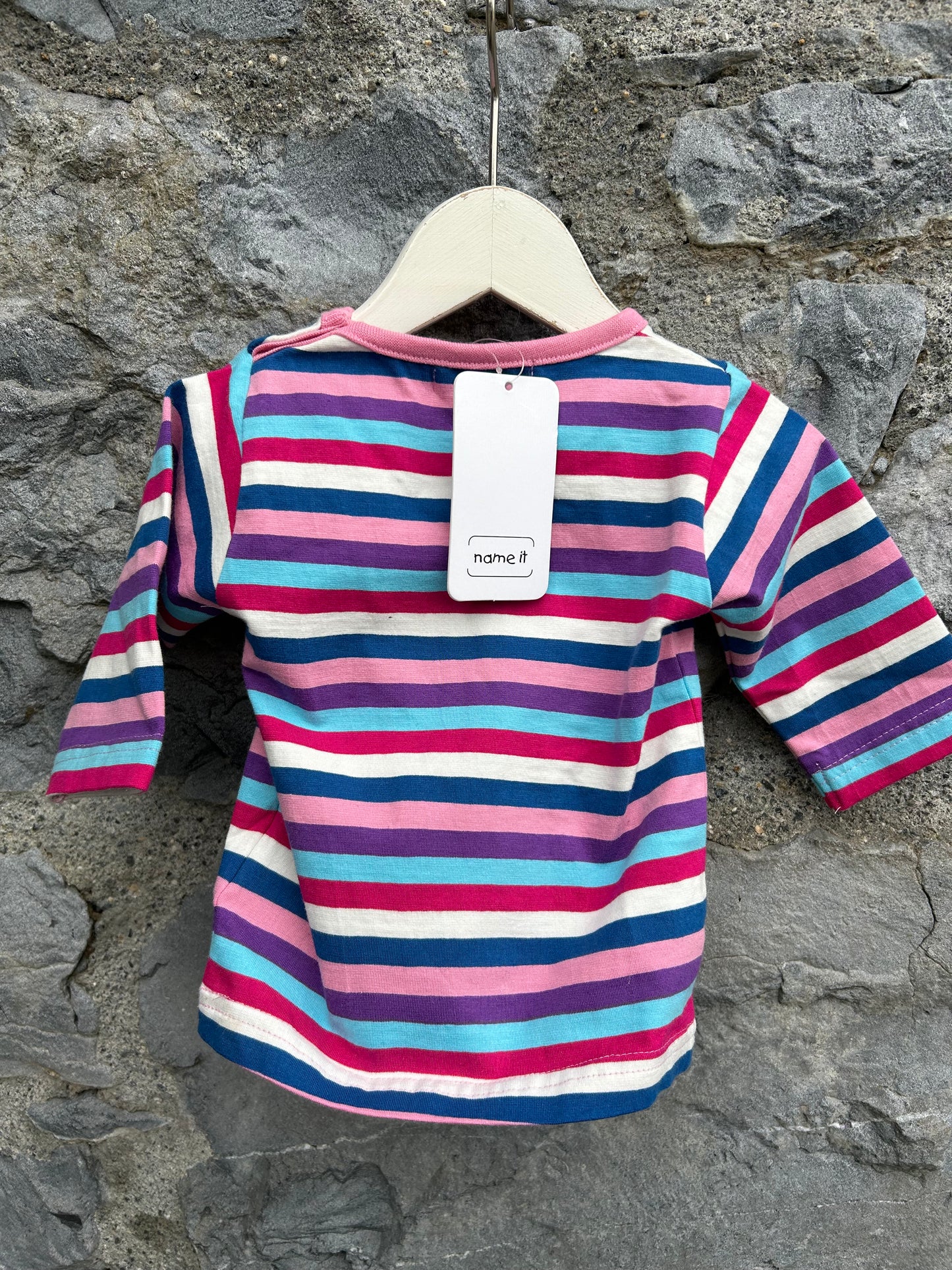 Pink colourful stripy top  0-3m (56-62cm)