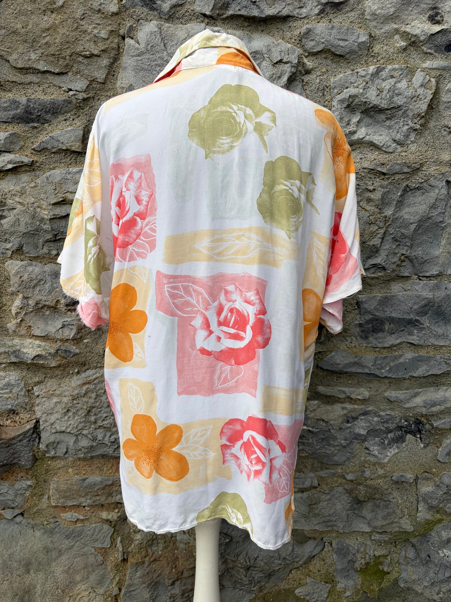 90s floral ivory blouse uk 10