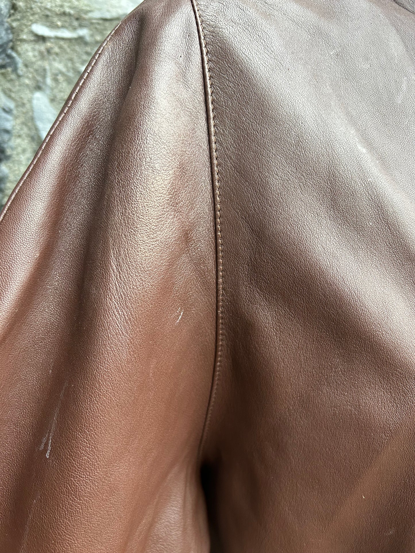 90s brown leather coat uk 16-18