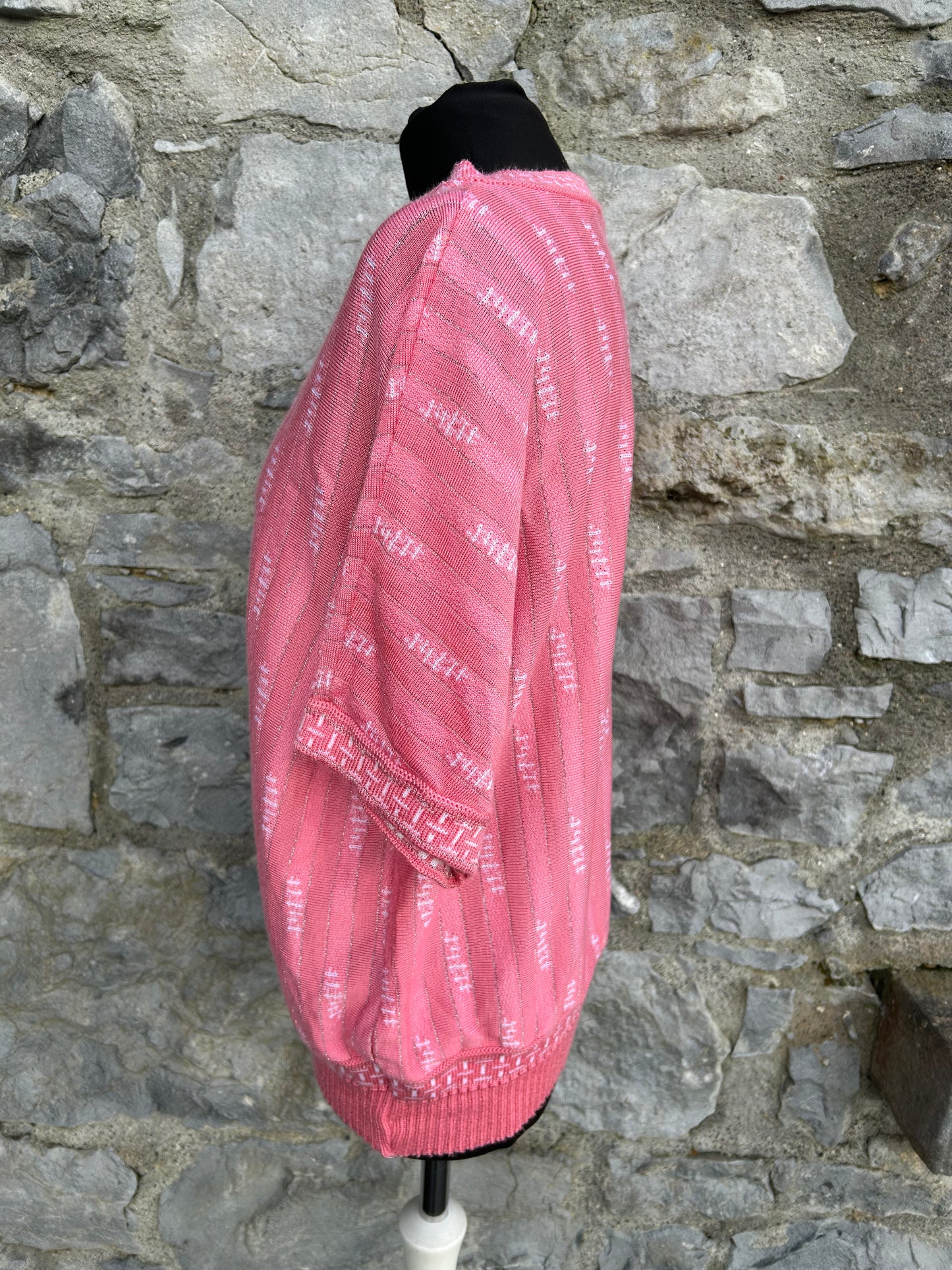 80s pink sparkly knitted top uk 12-14