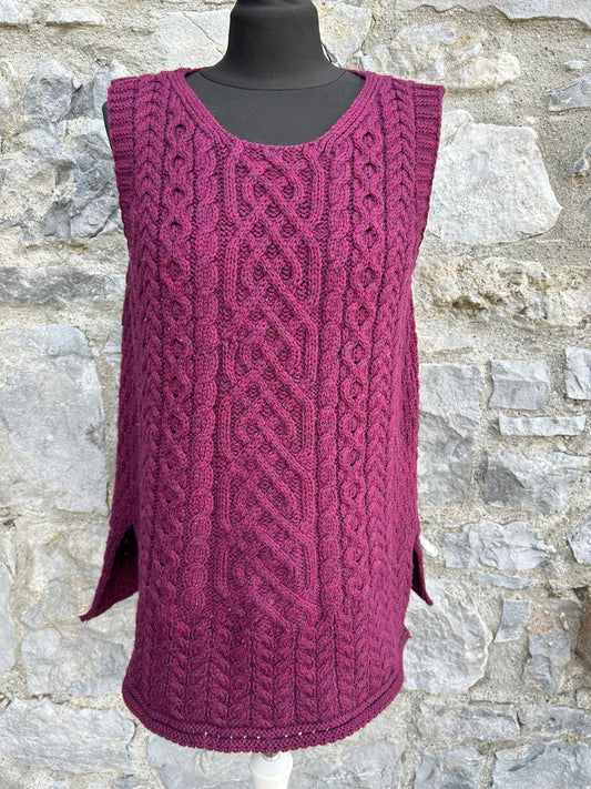 Maroon Aran style gilet uk 14