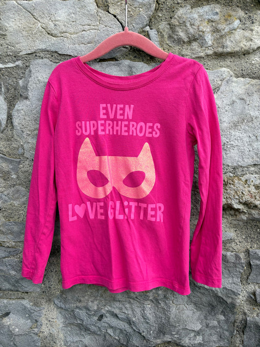 Superheros pink top  4-5y (104-110cm)