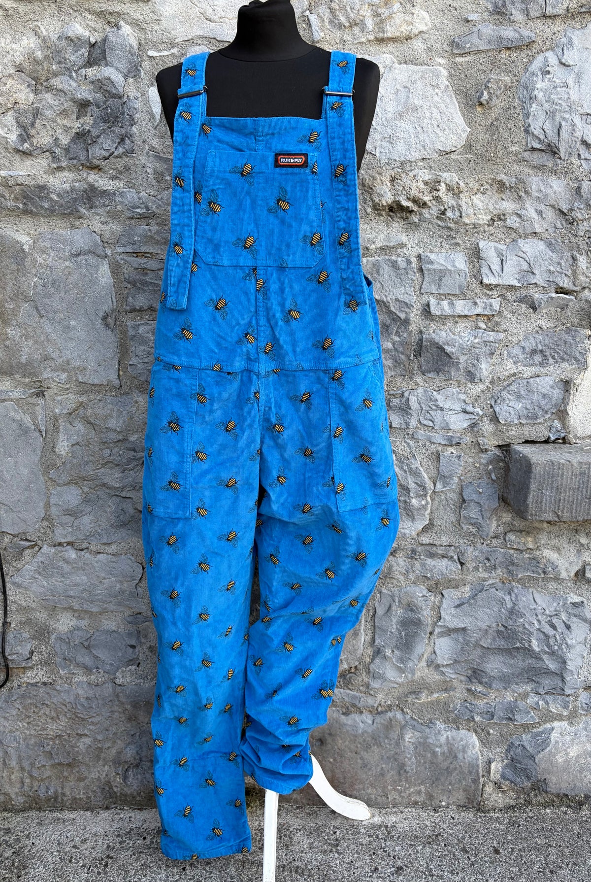 Bee blue cord dungarees uk 12-14