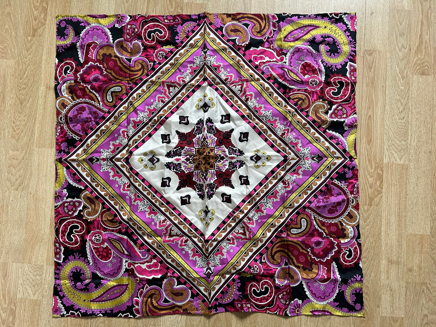 Purple paisley silk scarf