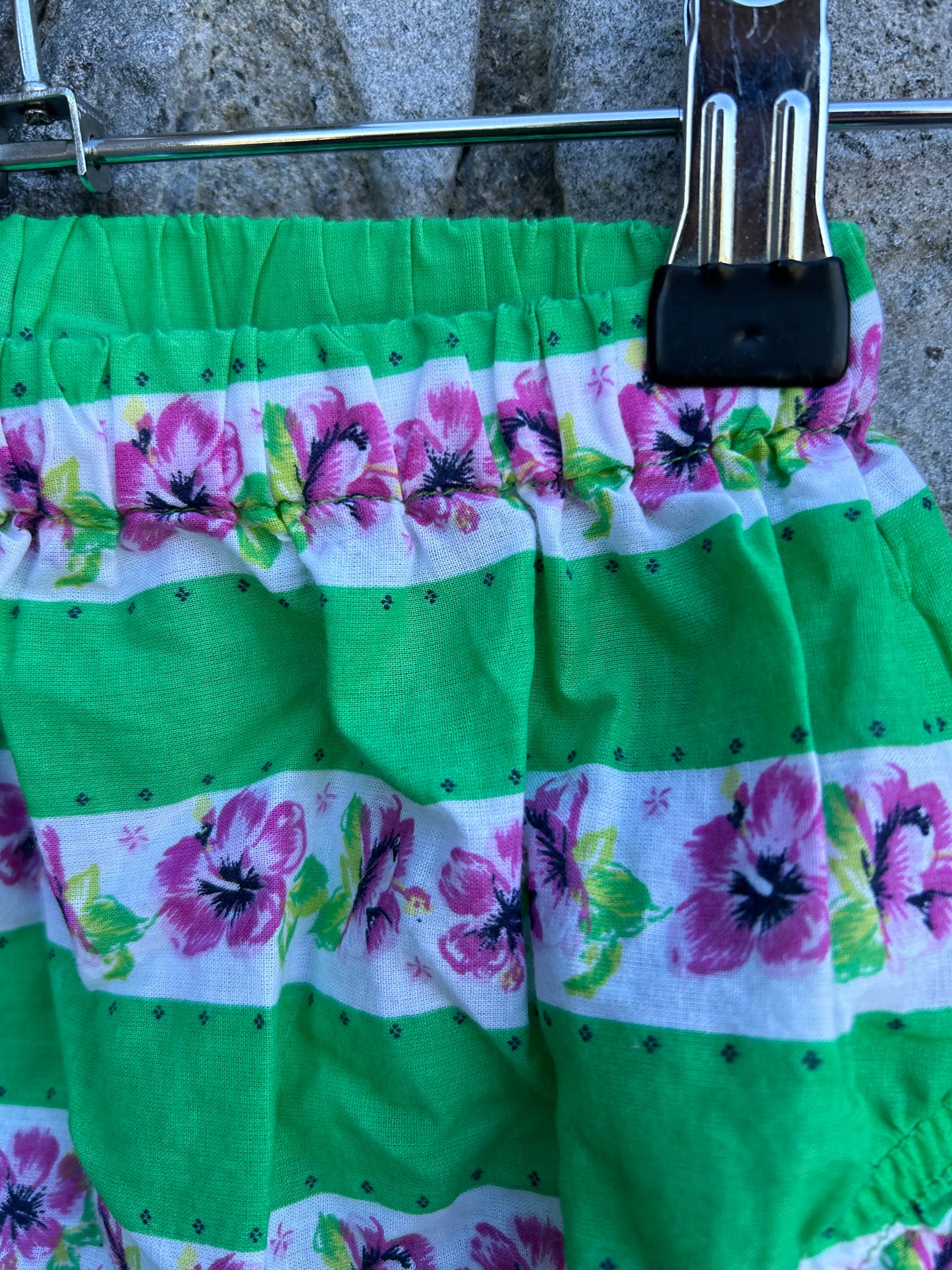 Floral stripes green dress&bloomers 18-24m (86-92cm)